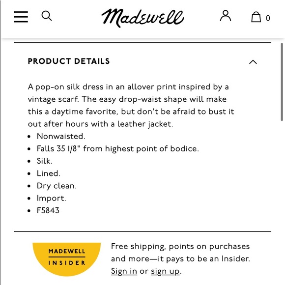 Madewell 100% Silk Pattern Print Pullover Drop-Waist Dress - Picture 9 of 16